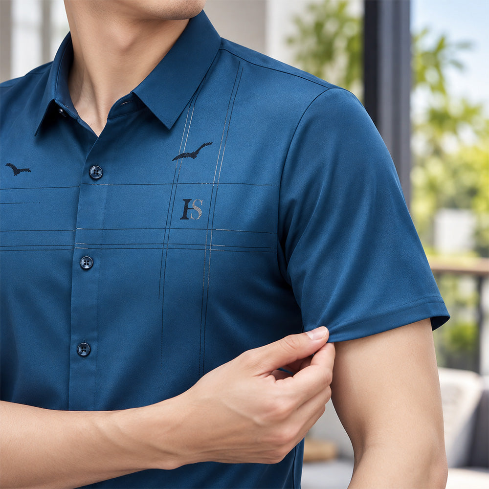 [LEVE 5 PAGUE 3] Camisa Masculina Salvatti em Seda Gelo e Poliéster (Visual Forte e Elegante!)