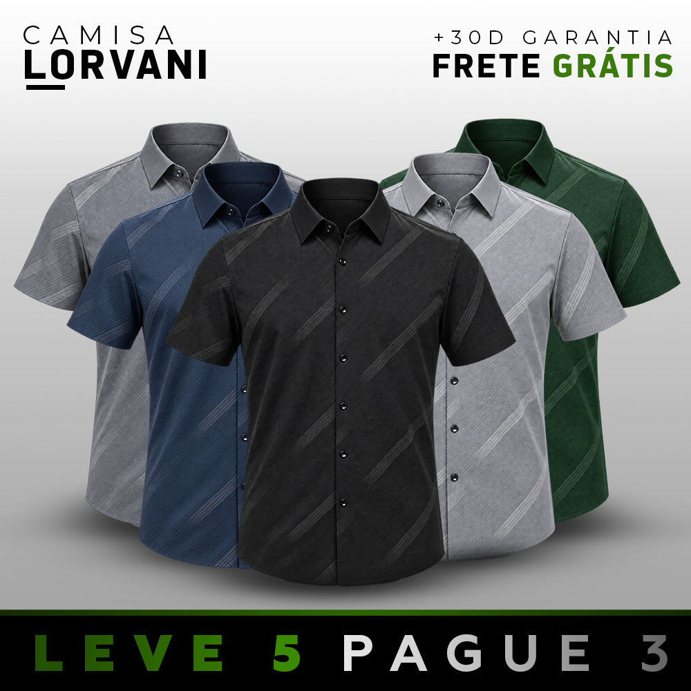 [LEVE 5 PAGUE 3] Camisa Masculina Lorvani em Seda Gelo e Elastano (Visual de Homem de Presença!)