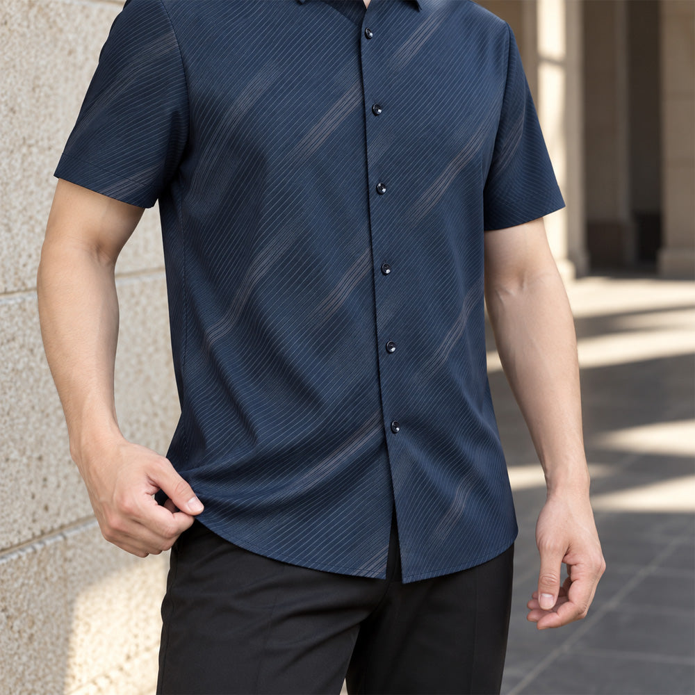 [LEVE 5 PAGUE 3] Camisa Masculina Lorvani em Seda Gelo e Elastano (Visual de Homem de Presença!)
