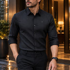 [LEVE 5 PAGUE 3] Camisa Masculina Corvin em Seda Gelo e Poliéster (Classe de Homem Bem-Vestido!)