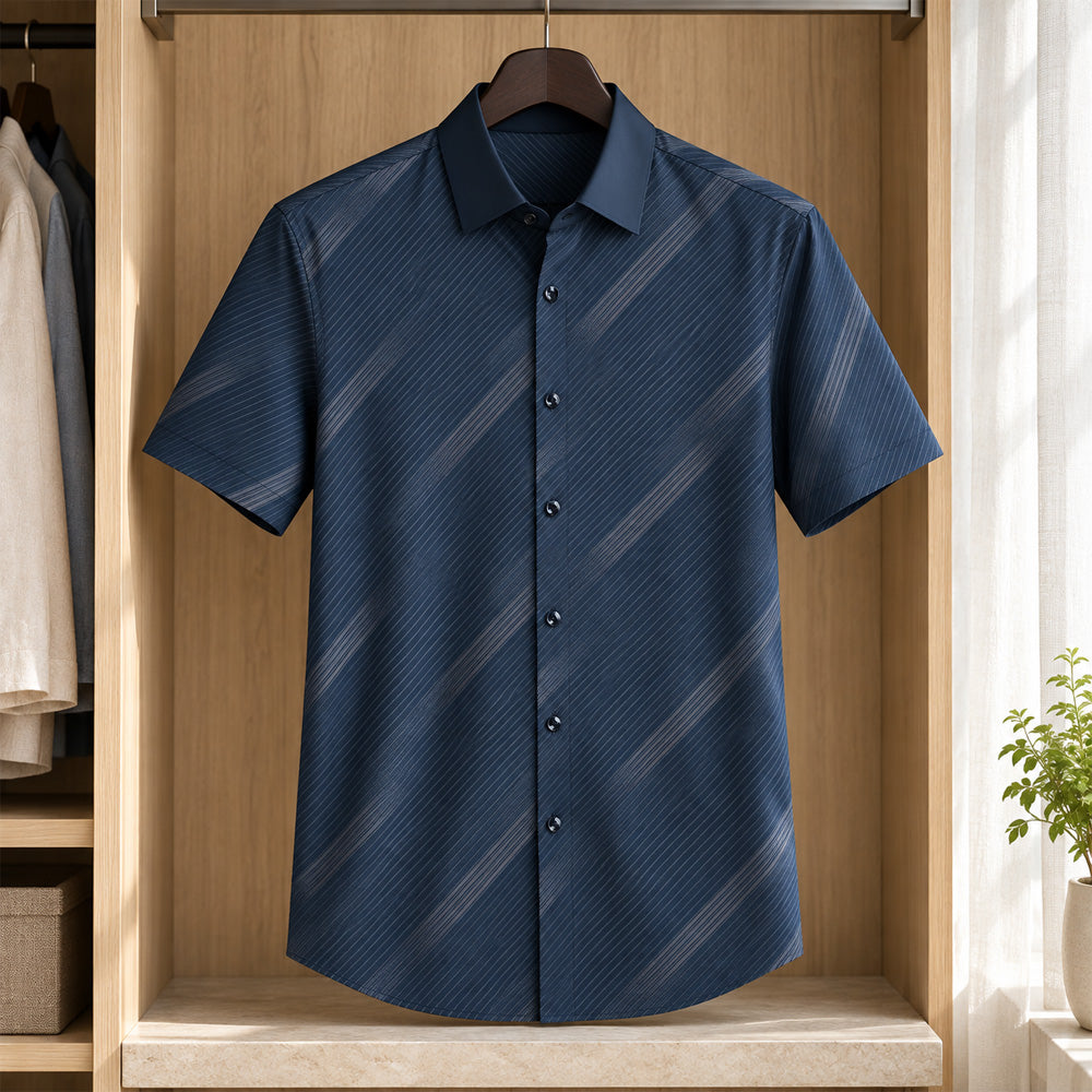 [LEVE 5 PAGUE 3] Camisa Masculina Lorvani em Seda Gelo e Elastano (Visual de Homem de Presença!)