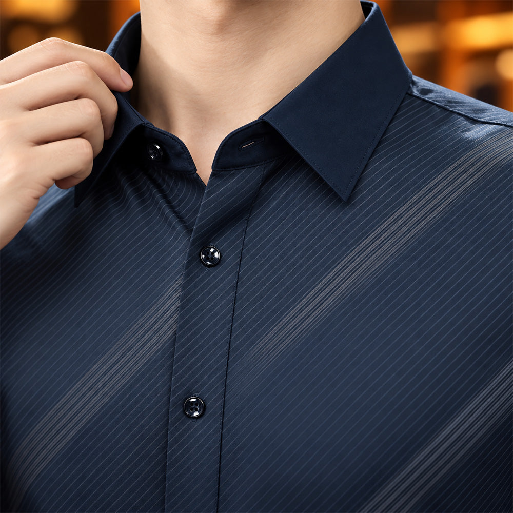 [LEVE 5 PAGUE 3] Camisa Masculina Lorvani em Seda Gelo e Elastano (Visual de Homem de Presença!)