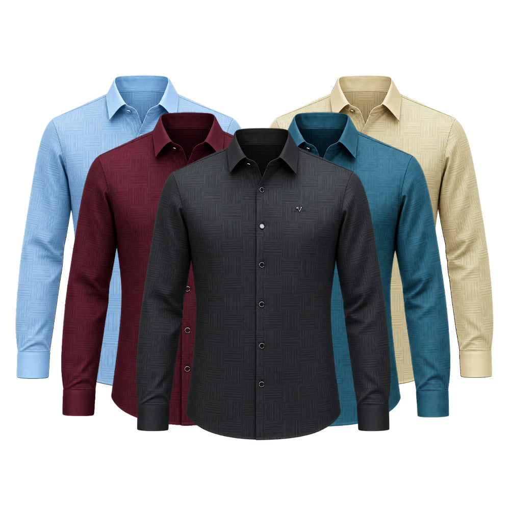 [LEVE 5 PAGUE 3] Camisa Masculina Corvin em Seda Gelo e Poliéster (Classe de Homem Bem-Vestido!)
