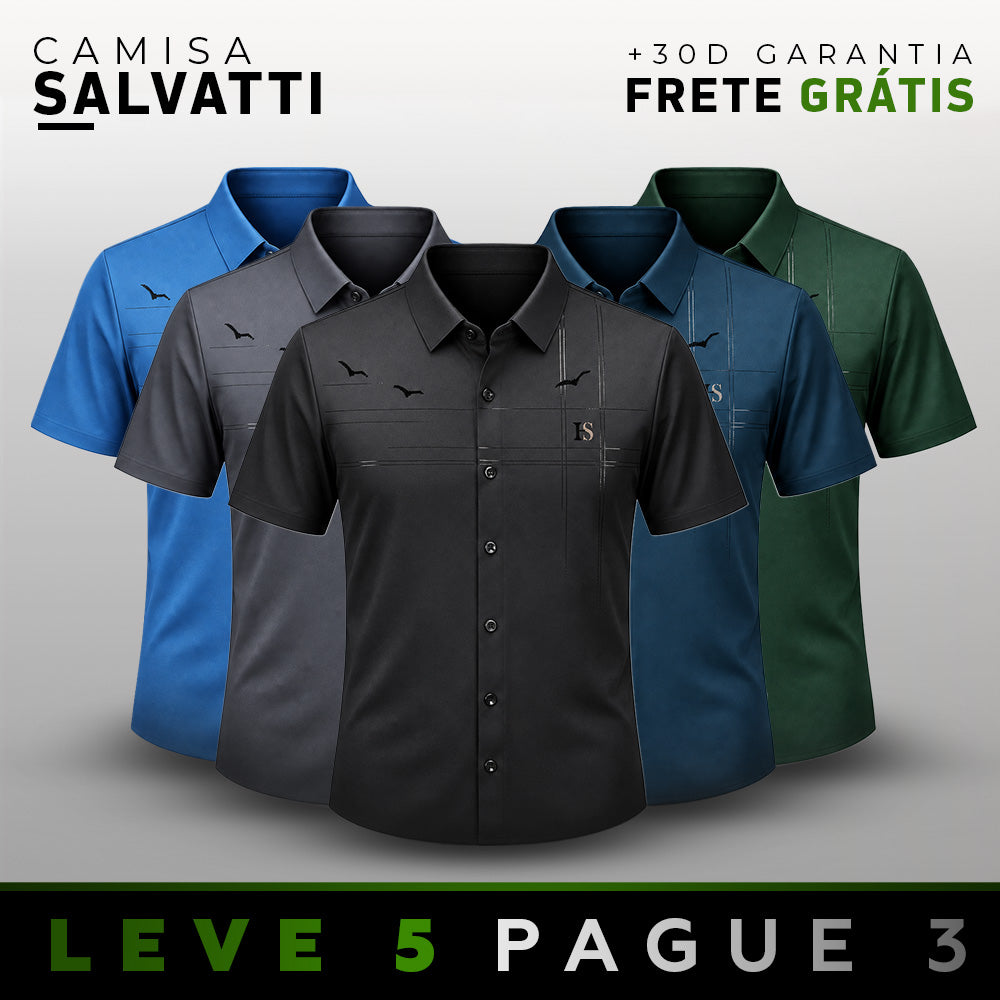 [LEVE 5 PAGUE 3] Camisa Masculina Salvatti em Seda Gelo e Poliéster (Visual Forte e Elegante!)
