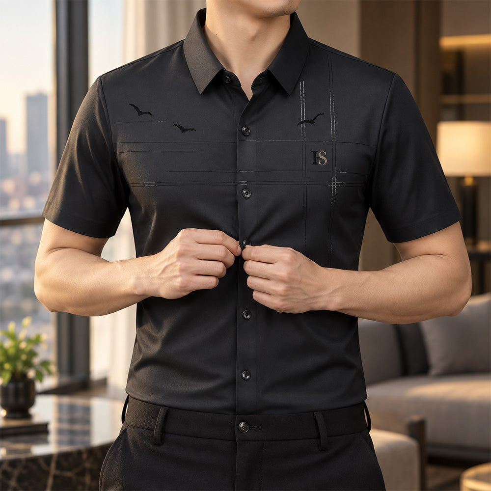 [LEVE 5 PAGUE 3] Camisa Masculina Salvatti em Seda Gelo e Poliéster (Visual Forte e Elegante!)