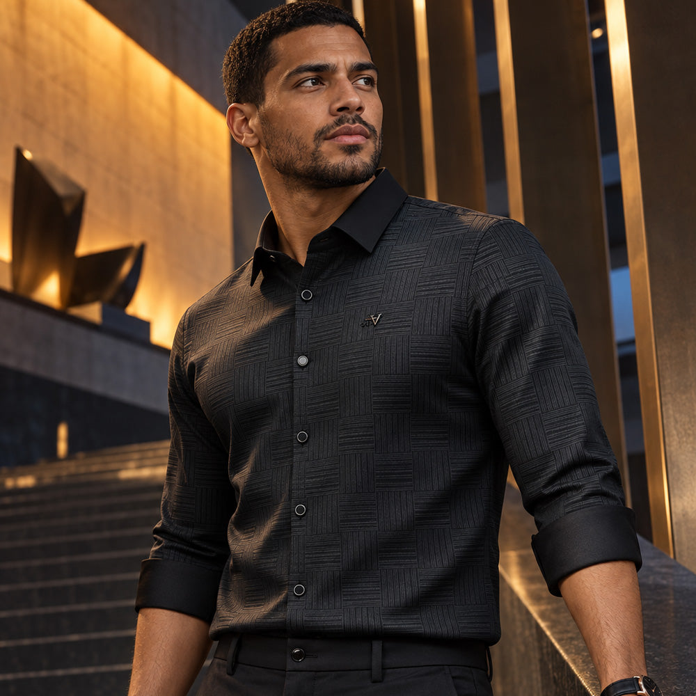[LEVE 5 PAGUE 3] Camisa Masculina Corvin em Seda Gelo e Poliéster (Classe de Homem Bem-Vestido!)