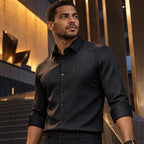 [LEVE 5 PAGUE 3] Camisa Masculina Corvin em Seda Gelo e Poliéster (Classe de Homem Bem-Vestido!)