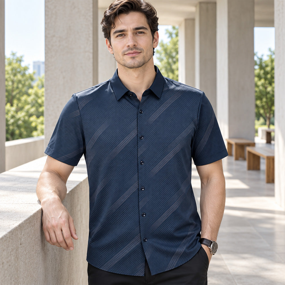 [LEVE 5 PAGUE 3] Camisa Masculina Lorvani em Seda Gelo e Elastano (Visual de Homem de Presença!)