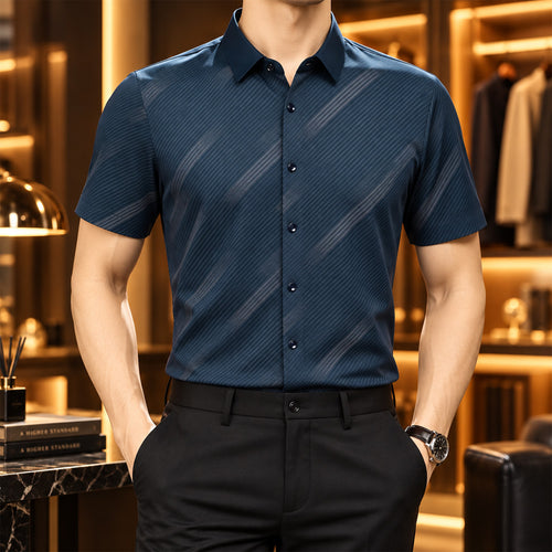 [LEVE 5 PAGUE 3] Camisa Masculina Lorvani em Seda Gelo e Elastano (Visual de Homem de Presença!)